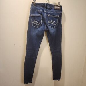 Express washed blue skinny low rise jeans 2R